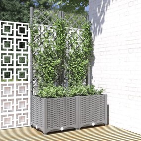 világosszürke PP rácsos kerti ültetőláda 80 x 40 x 136 cm