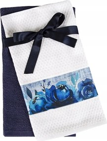 Konyhai törölköző szett 3d Belen kék virágok