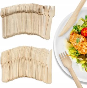 Fa villák Eldobható grill kések Környezetbarát evőeszközök 100db-os szett