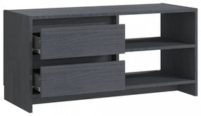 szürke tömör fenyőfa TV szekrény 80 x 31 x 39 cm