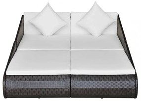barna polyrattan kerti ágy 110 x 200 cm