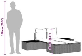 bézs polyrattan dupla napozóágy párnával