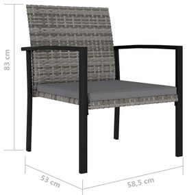4 db szürke polyrattan kerti étkezőszék