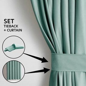 Világoszöld bársony dimout (részleges sötétítő) függöny 140x245 cm Pleat – Restilo