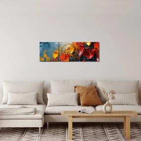 Kép - Virágok absztrakt festménye III. (órával) (90x30 cm)