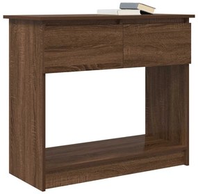 barna tölgyszínű konzolasztal fiókokkal 85,5x38,5x74,5 cm
