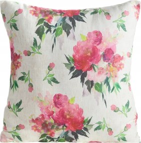 Dekoratív párnahuzat Tavasz 45x45 zöld rózsaszín akvarell virágok