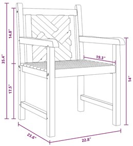 Kerti székek 2 pcs Barna 58 x 60 x 90 cm Tömör tíkfa