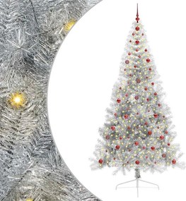 vidaXL Mesterséges, előre világított karácsonyi fa Ezüst 240 cm PET