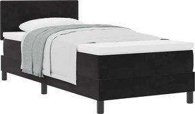 vidaXL Boxrugós ágy matracmal fejtámlával Fekete 80 x 200 cm Bársony
