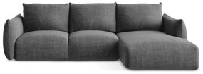 Sötétszürke kinyitható sarokkanapé (jobb oldali-heverő résszel) Leila – Makamii