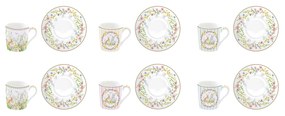Húsvéti nyuszis porcelán kávés csésze 6 személyes szett Happy Easter