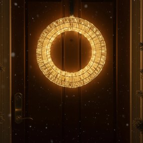 Karácsonyi függőlámpa koszorú ezüst 45cm LED-del IP44 - Nawa