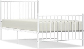 vidaXL fehér fém ágykeret fej- és lábtámlával 90 x 190 cm