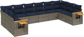 vidaXL 10 részes szürke polyrattan kerti ülőgarnitúra párnával