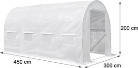 Melegház fólia 200x300x450 cm váz nélkül fehér