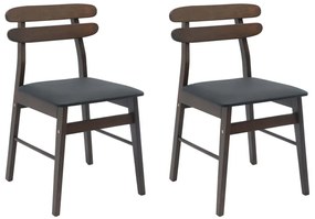 vidaXL Étkezőszék 2 pcs Világosbarna és fekete Tömör fa