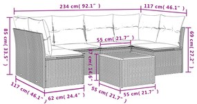 7 részes fekete polyrattan kerti ülőgarnitúra párnával