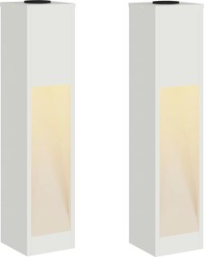 vidaXL Napelemes LED Útjelző Lámpa 2 pcs Fehér Hidegen hengerelt acél