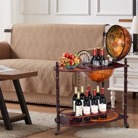 Gurulós földgömb alakú bortartó állvány