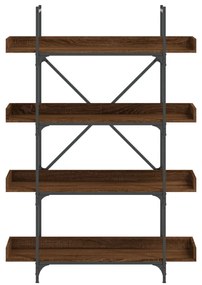 4-szintes barna tölgy szerelt fa könyvespolc 100x33x145,5 cm