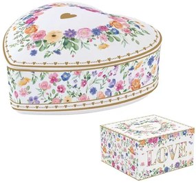 Porcelán fedeles ékszertartó tálka 12x12x6cm, dobozban, Mon Amour