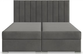 Agen ágy, bársony, 180 x 200, ágyneműtartóval, sötétszürke