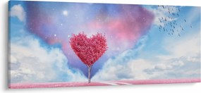 Kép - Rózsaszín szív fa (120x50 cm)