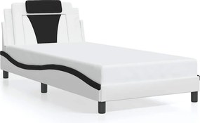 vidaXL fehér és fekete műbőr ágykeret Viana matrac nélkül 100x200 cm