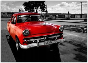 Poszterek 70x50 Kubai piros autó