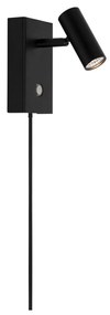 NORDLUX Omari fali lámpa, érintőkapcsolóval, állítható lámpafejjel, fekete, beépített LED, 3cm átmérő, 2112231003