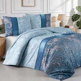 Charlotte kék pamut ágyneműhuzat TiaHome - 1x Párna 90x70cm, 1x Paplan 140x220cm