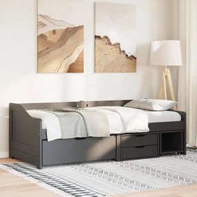 Napozóágy 3 fiókkal matrac nélkül IRUN Fekete 90x200 cm