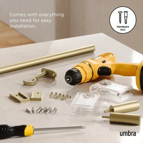 Matt aranyszínű acél bővíthető függönykarnis 107 - 305 cm Flute – Umbra