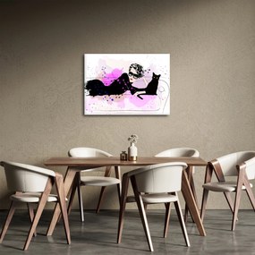 Kép - Nő egy fekete macskával (70x50 cm)