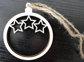 Karácsonyfadísz fából, mérete: 68x80 mm STAR