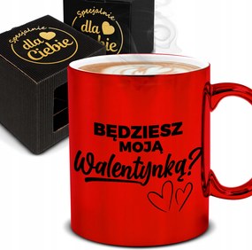Metál Bögre Piros Valentin Napi Ajándék Te leszel az én Valentinom? Csomag