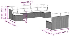 9-részes barna polyrattan kerti ülőgarnitúra párnákkal