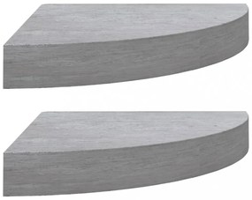 2 db betonszürke MDF fali sarokpolc 35 x 35 x 3,8 cm