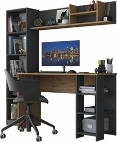 Íróasztal könyvespolccal Hado Walnut és Anthracite