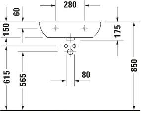 Duravit 23116000702 - Függesztett mosdó D-CODE 60 x 46 cm, kerámia, fényes fehér