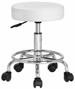 OXANA lábtartós görgős puff, Ø35cm, fehér Casaria