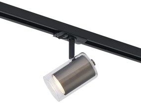 Modern spotlámpa fegyverszürke színben, átlátszó üveggel, 1 fázisú sínrendszerhez - Iconic Lloyd