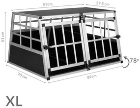 Cadoca® Alu - kutyaláda XL - 89 x 70 x 51 cm