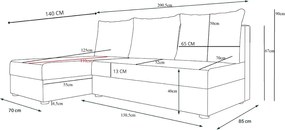 Ágyazható, kétoldalas L alakú kanapé VALERIO SLIM 200x140 cm, sötétszürke színű + 2 db díszpárna INGYEN