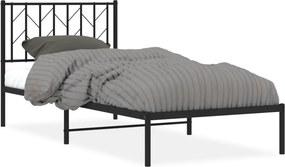 vidaXL fekete fém ágykeret fejtámlával 90 x 190 cm