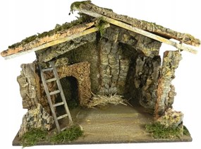 Karácsonyi Betlehem Istálló Dekoráció 50 x 23 x 36 CM Figurákhoz 15-19CM