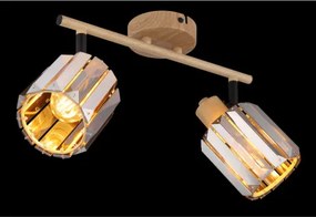 Globo 80040246 Fali spotlámpa, fém fa megjelenésű, füstszínű K5 kristályok, HxSzxM: 330x90x150mm, 2x E14 40W 230V izzók nélkül