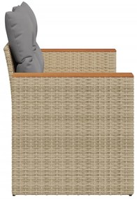 2 személyes bézs polyrattan kerti kanapé párnával