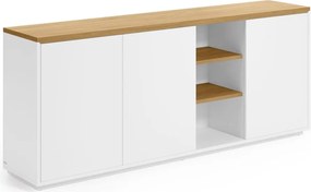 Fehér komód tölgyfa dekorral 180x75x36 cm Abilen – Kave Home